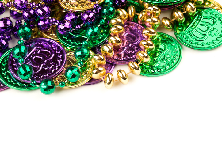 Plastic Mardi Gras coins and beads