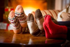 holiday socks by the fireplace