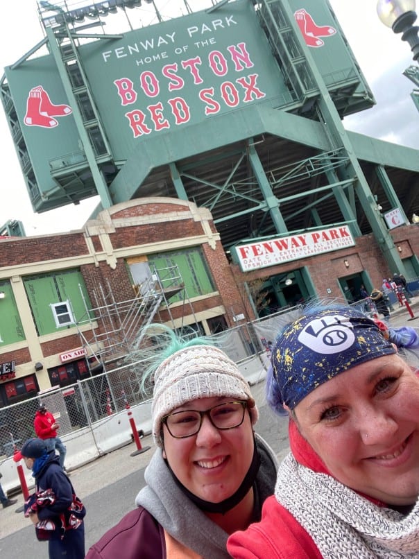 Jenn and Kylea at a Boston Red Sox game at Fenway Park