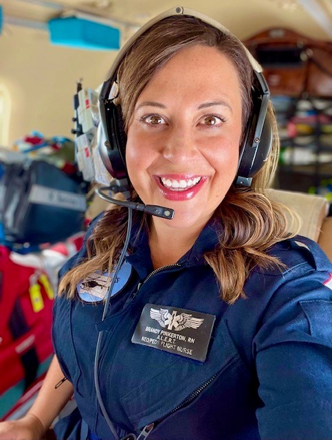 Brandy Pinkerton working as a flight nurse