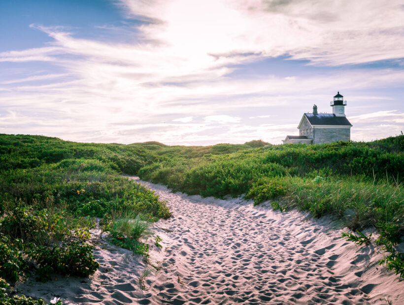 North Lighthouse on Block Island. Rhode Island, USA