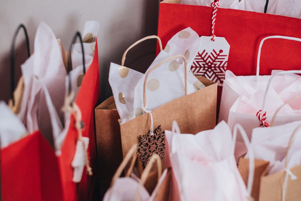 multiple gift bags in a row