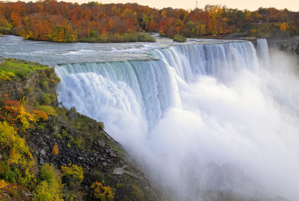 Niagara Falls in fall colors, viewed from New York side