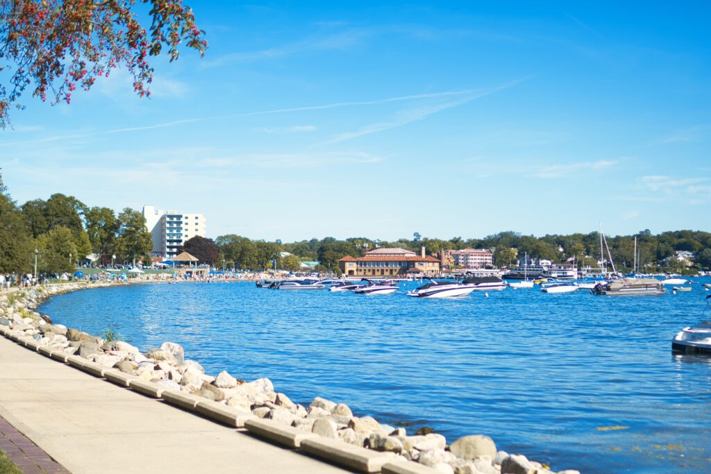 Waterfront walkway by Lake Geneva, Wisconsin