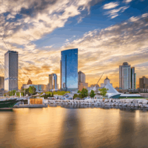 Milwaukee, Wisconsin, city skyline.